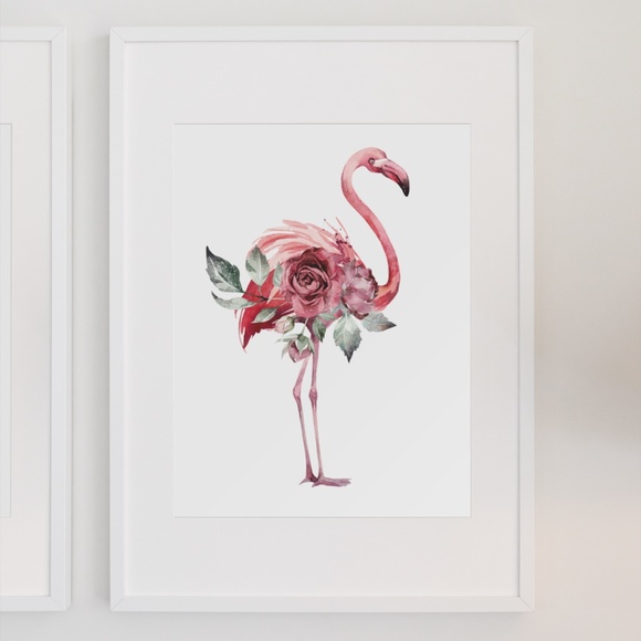 Watercolor Tropical Flamingo Wall Art Poster Print UNFRAMED - Picture 4 of 17